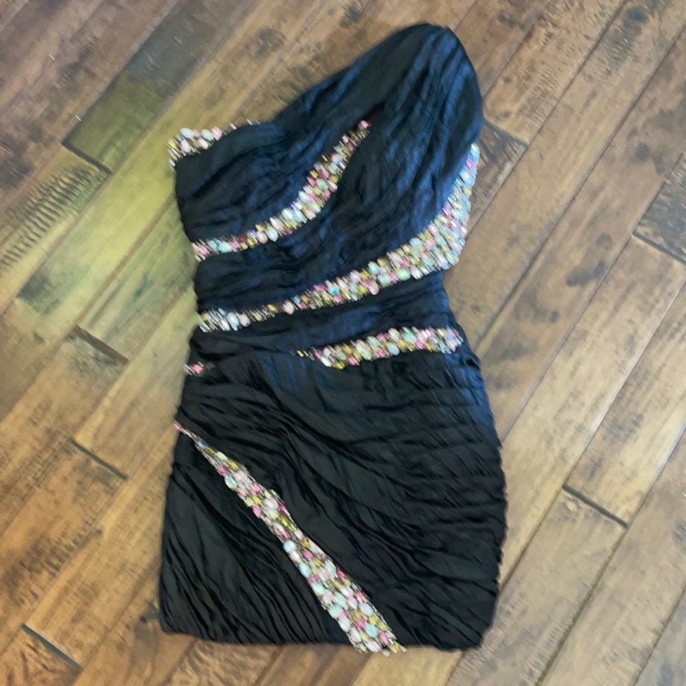 Terani Ccouture black mini w colored stones